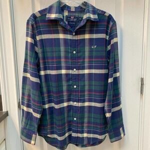 Vineyard Vines Multi Colored Checkered Flannel Whale Shirt Size Small